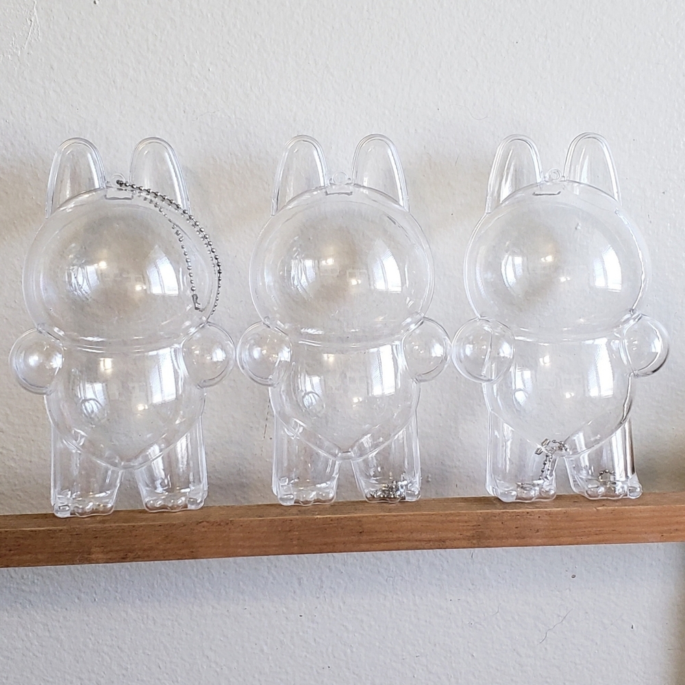 Set of 3 Clear Bunny-Shaped Plastic Display Capsules